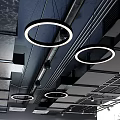 Modern Ceiling Design With Circular Patterns Linear Structures And Recessed Lights
