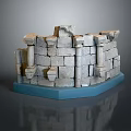 Ancient Stone Fortress Structure With Stacked Blocks Columns And Blue Base 3d model