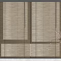 Light Brown Natural Bamboo Blinds Covering Window With Green Outdoor View And Decorative Branch