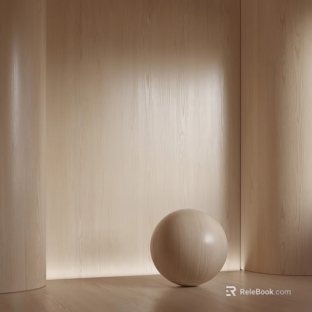 Wooden Components in Corner with Smooth Surface Sphere and Natural Texture Background 3d model