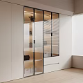 Modern Wardrobe With Transparent Glass Doors White Cabinetry And Storage Shelves