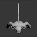 White Monkey Sculpture 3D Modeled With Muscular Build Standing Pose Detailed Carving