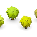 Cartoon Scene With Four Stylized Trees Having Green Yellow Leaves And Brown Trunks