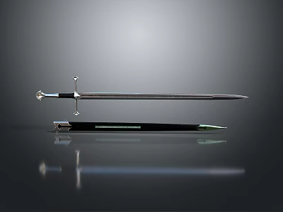 Medieval Weapon Sword With Polished Metal Blade Ornate Hilt And Sheath 3d model