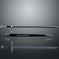 Medieval Weapon Sword With Polished Metal Blade Ornate Hilt And Sheath