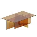 Modern Amber Transparent Coffee Table With Geometric Stacked Panel Design