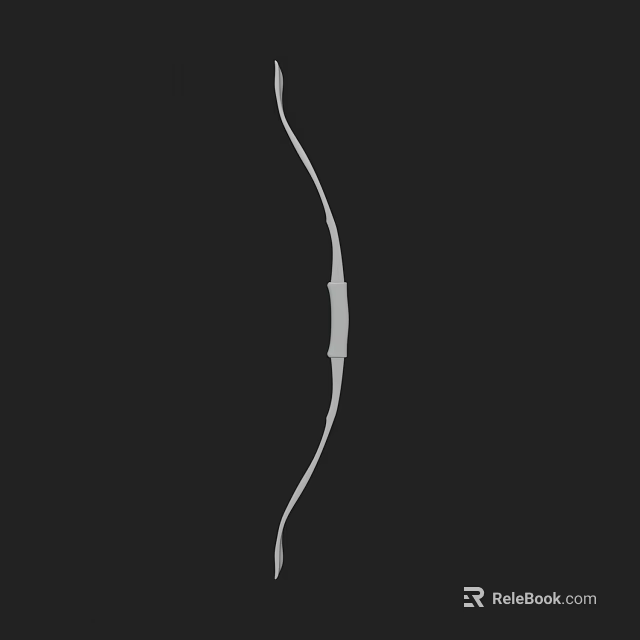 White Curved Bow Weapon Design On Black Background With Simple Structure 3d model 
