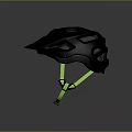 Stylish Dark Blue Sports Helmet with Neon Green Straps and Ventilated Design