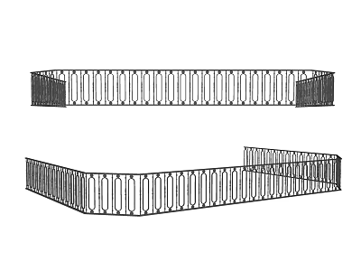 Ornate Metal Fence With Decorative Railings For Outdoor Property Use 3d model