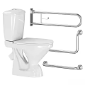 White Accessible Toilet With Stainless Steel Safety Grab Bars For Bathroom