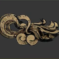 Intricate Wooden Carving With Curved Patterns And Vintage Brown Black Tones