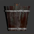 Rustic Wooden Bucket With Metal Hoops For Home Storage And Decorative Use