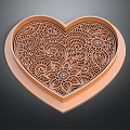 Heart Shaped Wooden Ornament Decor Set With Intricate Floral And Spiral Patterns