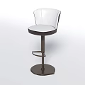 Modern White Leather Bar Stool With Brown Metal Base And Footrest Design