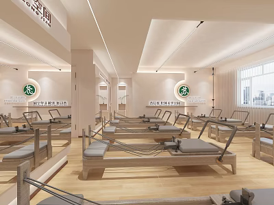 Spacious Pilates Studio With Modern Equipment And Bright Interior 3d model