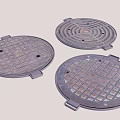 Municipal Road Manhole Covers With Grid Pattern And Metal Construction Design 3d model