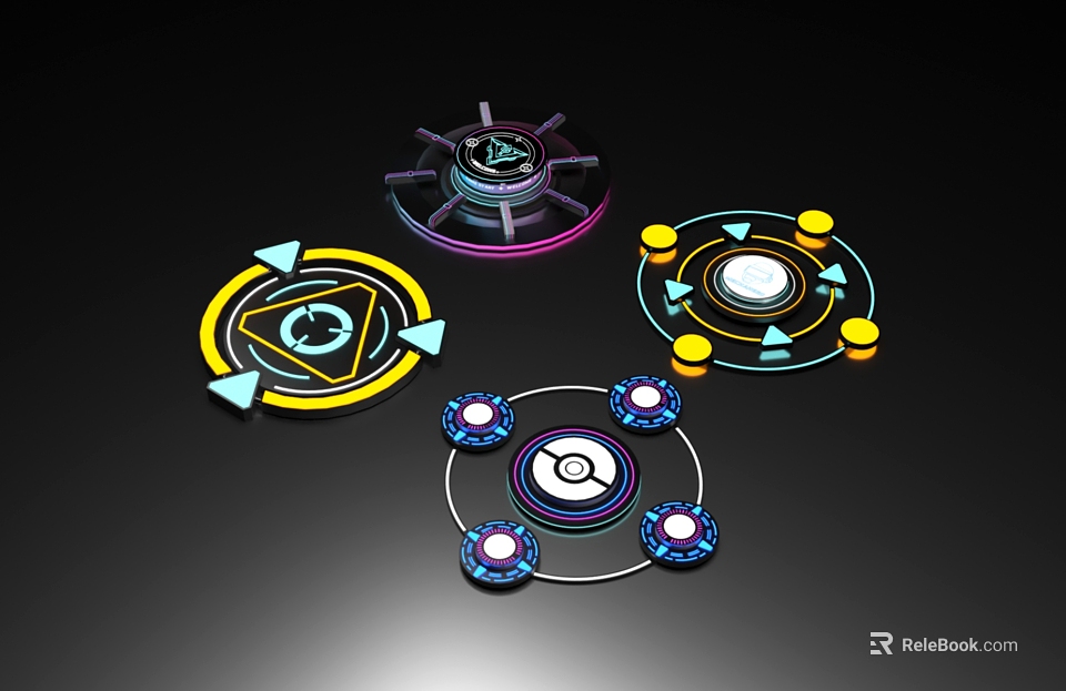 Colorful Circular Play Equipment with Arrow Designs and Multicolored Elements 3d model 