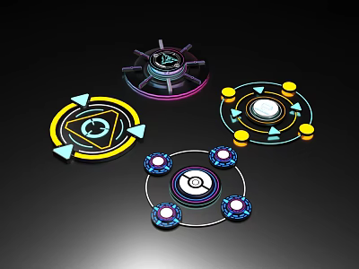 Colorful Circular Play Equipment with Arrow Designs and Multicolored Elements 3d model