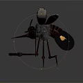 Realistic 3D Mosquito Game Movie Character With White Wings Black Body And Metal Legs