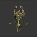 3D Fantasy Character With Stone Headdress Flaming Top And Blue Glowing Body