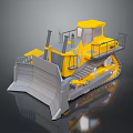 Yellow Utility Bulldozer Featuring Large Front Blade Crawler Tracks And Operator Cabin 3d model