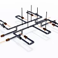 Modern Geometric Metal Frame Chandelier With Intersecting Bars And Hanging Bulbs
