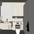 Modern Bathroom Interior With Large Mirror Vanity Toilet And Glass Shower Enclosure