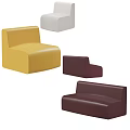 Modern Modular Sofa Set With Yellow White Maroon Leather Sectional Pieces 3d model