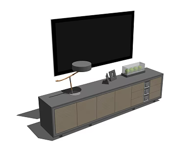 Modern TV Stand with Drawers Cabinets Flat Screen TV Table Lamp Photo Frame Storage Box 3d model