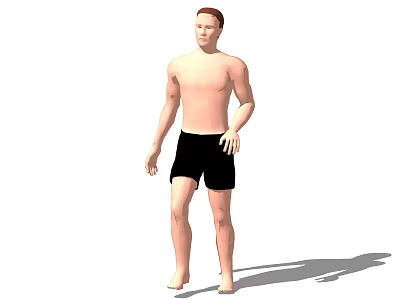 Woman 3D Model With Bare Torso And Black Shorts Standing On White Background 3d model