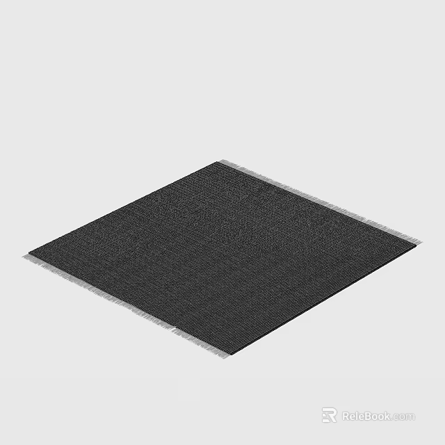 Dark Textured Square Rug With Light Border And Modern Woven Design 3d model 
