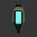 Futuristic Modern Weapon Featuring Colorful Grip Blue Purple Yellow Geometric Design