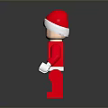 Lego Minifigure Wearing Red Santa Hat With Red Coat Vest And White Gloves