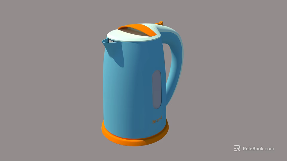 Blue And Orange Electric Kettle With Water Level Indicator Modern Design For Daily Use 3d model 