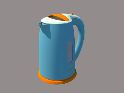 Blue And Orange Electric Kettle With Water Level Indicator Modern Design For Daily Use 3d model