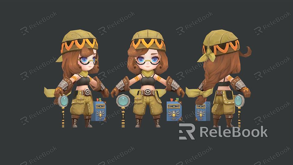 Modern game character cartoon girl model