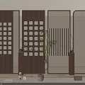Stylish Wooden Room Dividers With Lattice Panels Striped Designs And Natural Plants For Interior Decor