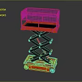 Red Scissor Lift Platform With Safety Guardrail And Mobile Wheels Structure