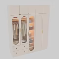 White Storage Cabinet With Glass Doors And Gold Handles For Organizing Clothes