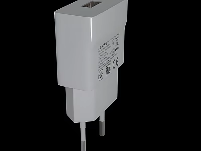Huawei White Power Charger With Plug And Brand Logo Design 3d model