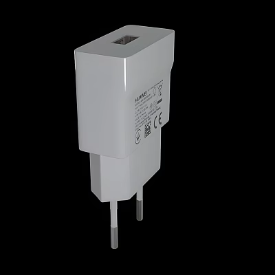 Huawei White Power Charger With Plug And Brand Logo Design 3d model