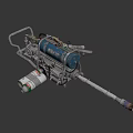 Pneumatic Weapon With Blue Gas Tank Metal Structure Long Rod And Cylinder