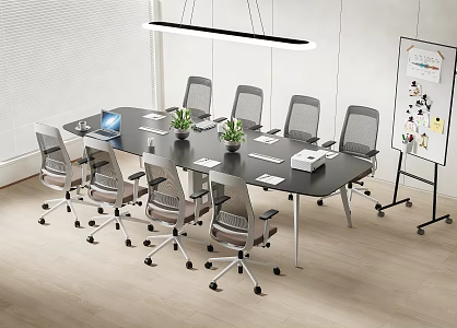 Modern Meeting Table and Chair Office Desk and Chair 3d model