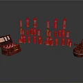 Wooden Chest With Small White Items And Silver Gold Cylindrical Cans Near Decorative Wooden Barrel