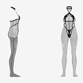 Stylish Black Mesh Bodysuit With Bodycon Design Front And Side View
