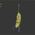 Yellow Banana Character With Angry Face Hanging From Metal Hook And Legs