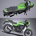 Green Classic Motorcycle With Black Seat And Sleek Exhaust Pipes Design