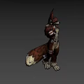Tribal Style Battle Axe For Muscular 3D Character With Brown White Fur And Horns