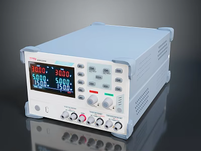Digital Adjustable Power Supply with LCD Display and Precision Control Knobs 3d model