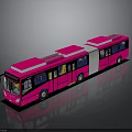Pink Articulated Bus Exterior Design With Modern Windows And Reflective Surface
